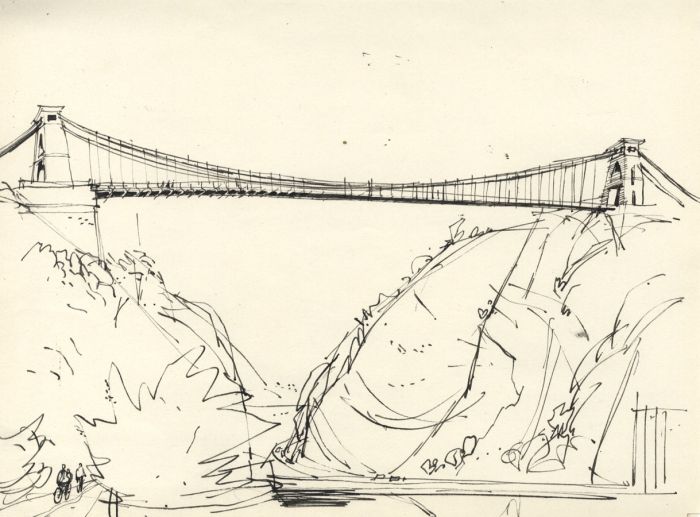 Paul Sharp - Mid 20th Century Pen and Ink Drawing, Clifton Suspension Bridge