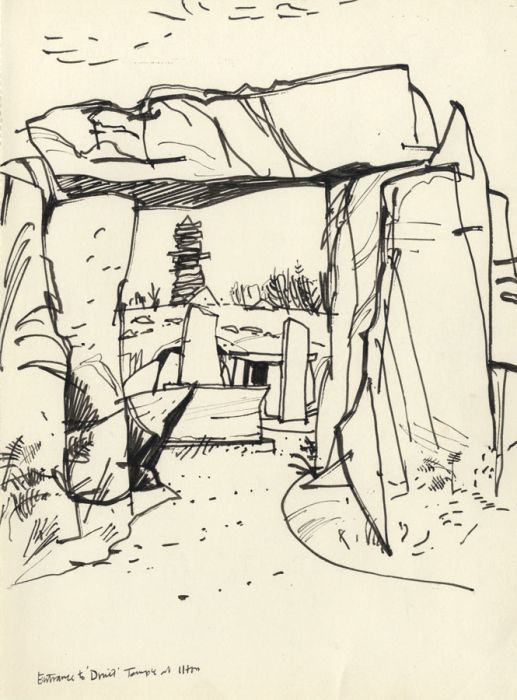 Paul Sharp - Mid 20th Century Pen and Ink Drawing, Druid's Temple, Ilton