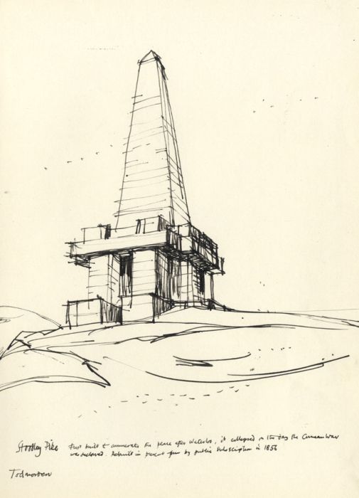 Paul Sharp - Mid 20th Century Pen and Ink Drawing, Stoodley Pike, Todmorden