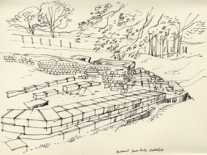 Paul Sharp - Mid 20th Century Pen and Ink Drawing, Roman Bridge, Chollerford