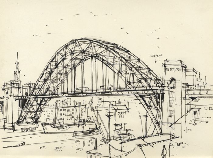 Paul Sharp - Mid 20th Century Pen and Ink Drawing, Bridge, Newcastle