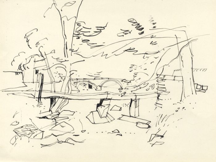 Paul Sharp - Mid 20th Century Pen and Ink Drawing, Clapper Bridge, Wycoller