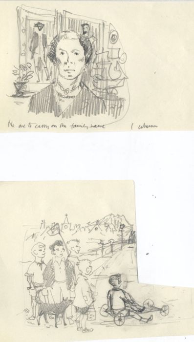 Paul Sharp - Pair of Mid 20th Century Graphite Drawings, Family Studies