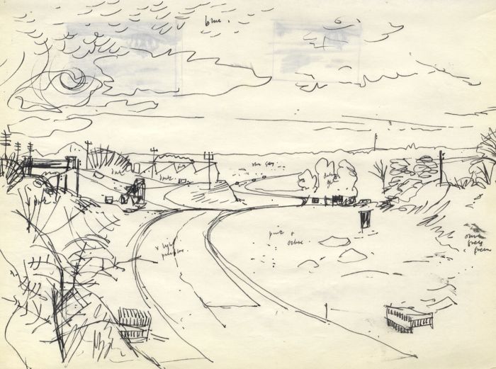 Paul Sharp - Pair of 1956 Landscapes in Pen and Ink and Graphite