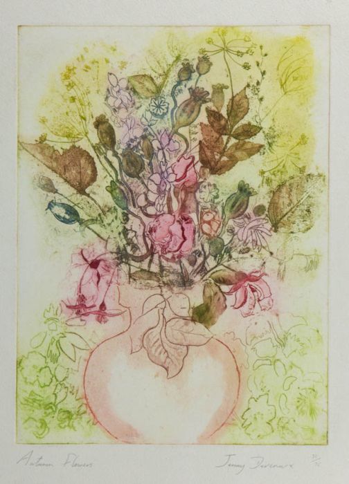 Jenny Devereux - Contemporary Etching, Autumn Flowers