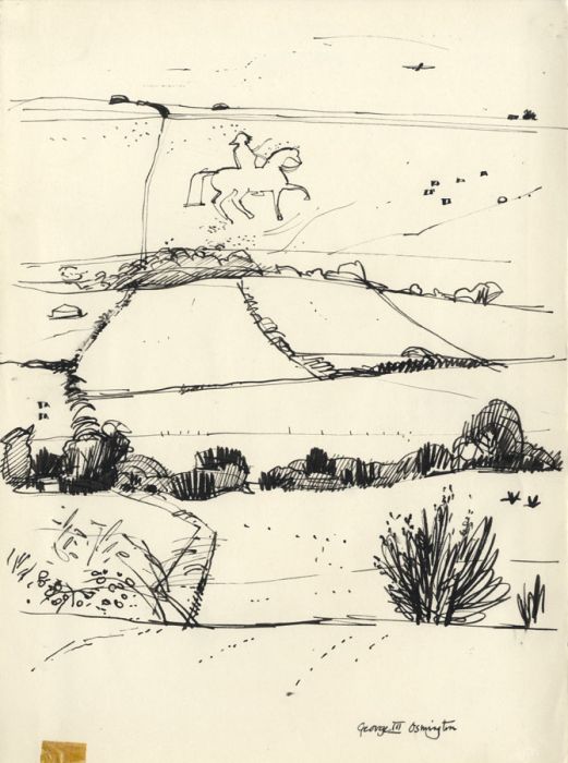 Paul Sharp - Mid 20th Century Pen and Ink Drawing, Chalk Cut George III