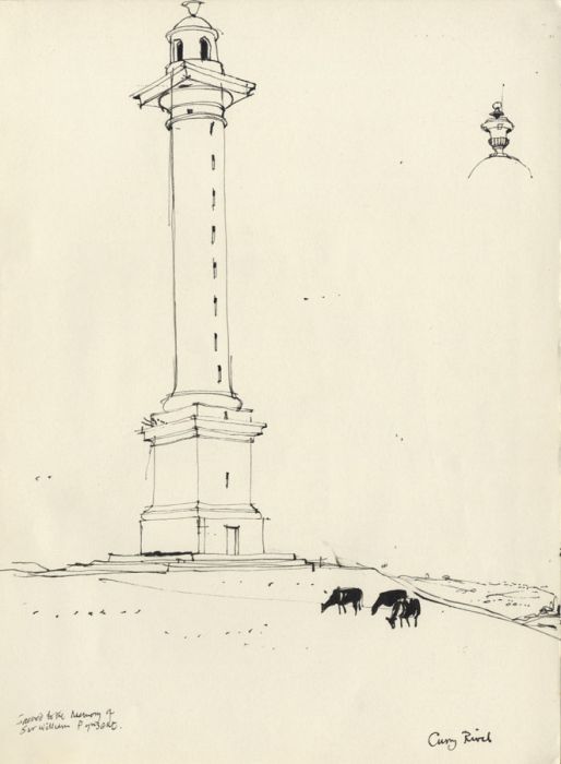 Paul Sharp - Mid 20th Century Pen and Ink Drawing, Monument in Cury Rivel