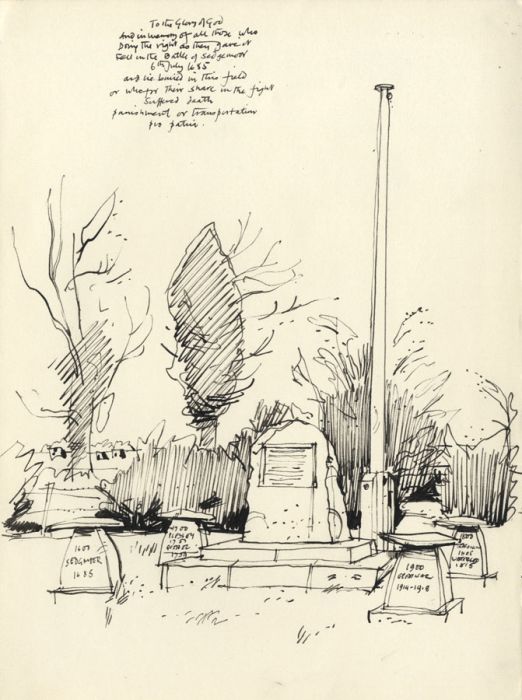 Paul Sharp - Mid 20th Century Pen and Ink Drawing, Sedgemoor Battle Monument