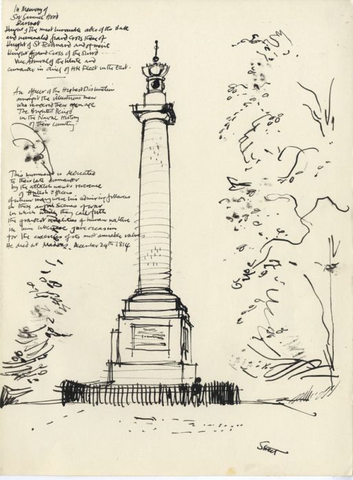 Paul Sharp - Mid 20th Century Pen and Ink Drawing, Samuel Hood Monument