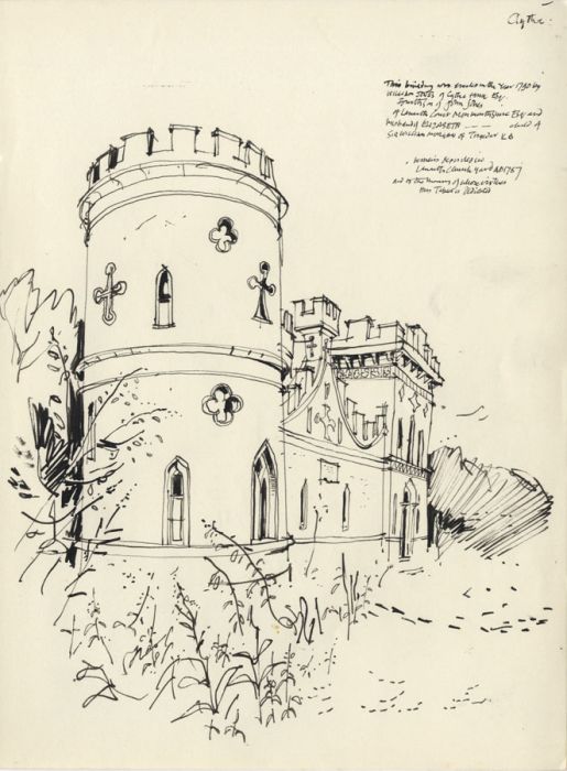 Paul Sharp - Mid 20th Century Pen and Ink Drawing, Clytha Castle