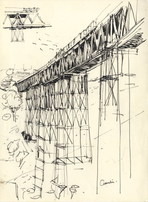 Paul Sharp - Mid 20th Century Pen and Ink Drawing, Crumlin Viaduct