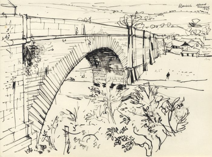 Paul Sharp - Mid 20th Century Pen and Ink Drawing, Bridge