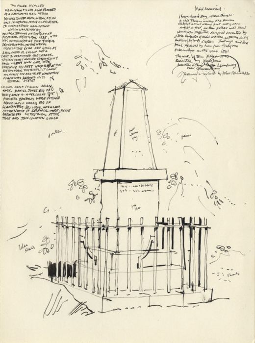 Paul Sharp - Mid 20th Century Pen and Ink Drawing, The Mail Monument, Llandovery