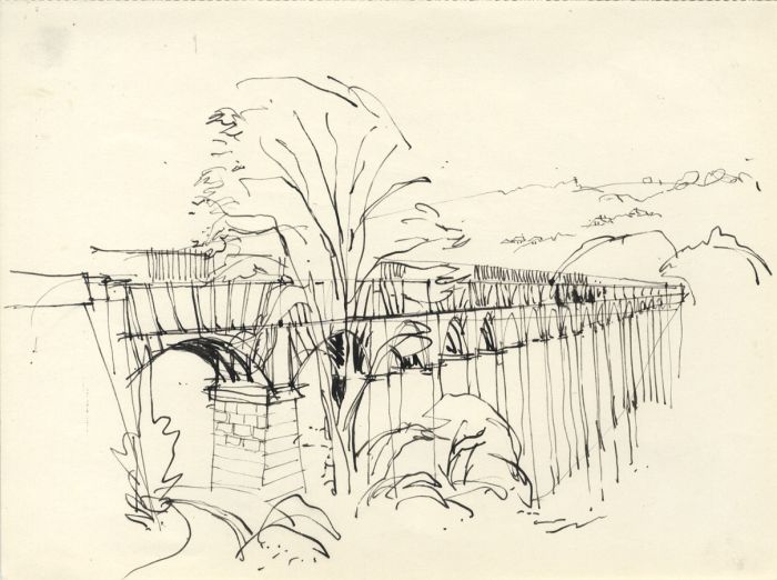 Paul Sharp - Mid 20th Century Pen and Ink Drawing, Telford Canal Aqueduct