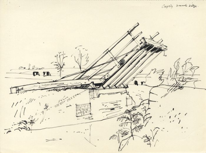 Paul Sharp - Mid 20th Century Pen and Ink Drawing, Lift Bridge, Cropredy