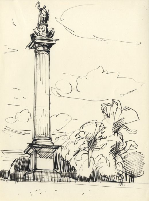 Paul Sharp - Mid 20th Century Pen and Ink Drawing, Column of Victory, Blenheim
