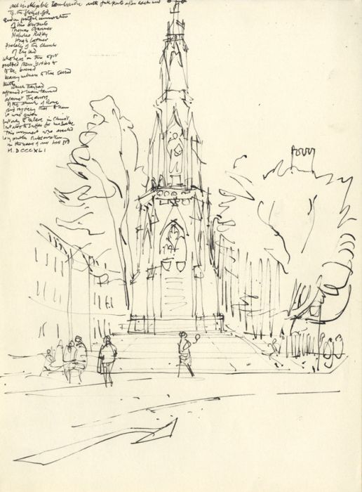 Paul Sharp - Mid 20th Century Pen and Ink Drawing, The Martyrs' Memorial, Oxford