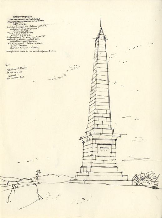 Paul Sharp - Mid 20th Century Pen and Ink Drawing, Monument
