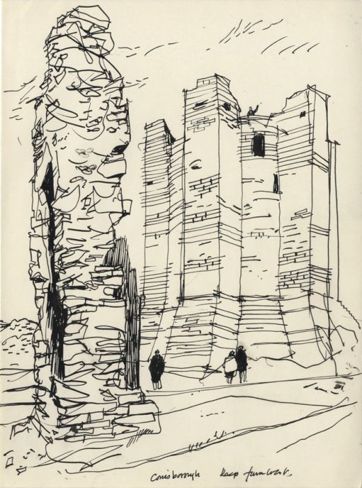 Paul Sharp - Mid 20th Century Pen and Ink Drawing, Conisborough Castle