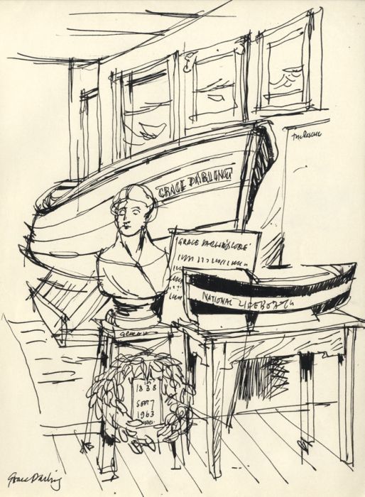 Paul Sharp - Mid 20th Century Pen and Ink Drawing, Grace Darling Boat