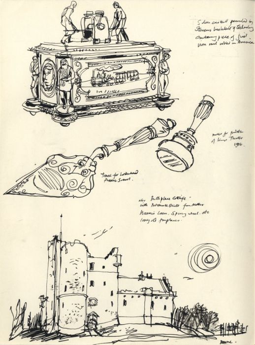 Paul Sharp - Mid 20th Century Pen and Ink Drawing, Doune Castle