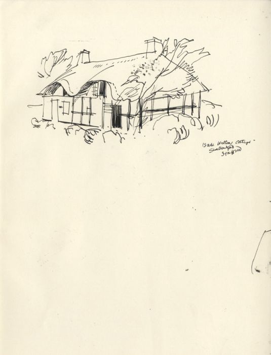 Paul Sharp - Mid 20th Century Pen and Ink Drawing, Izaak Walton Cottage