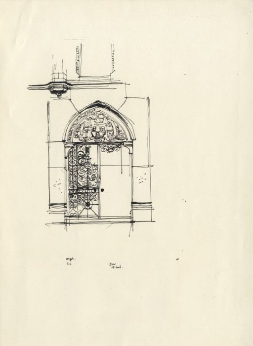 Paul Sharp - Set of 3 Mid 20th Century Pen and Ink Drawings, Ornate Interiors