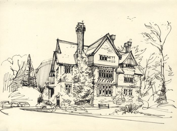 Paul Sharp - Mid 20th Century Pen and Ink Drawing, Manor House