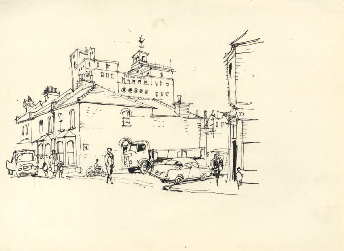 Paul Sharp - Mid 20th Century Pen and Ink Drawing, Flying Angel
