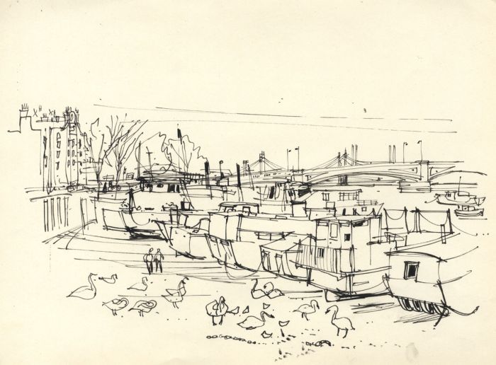 Paul Sharp - Mid 20th Century Pen and Ink Drawing, Thames