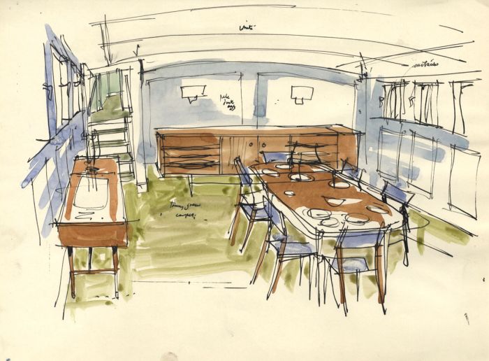 Paul Sharp - Mid 20th Century Pen and Ink Drawing, Mess