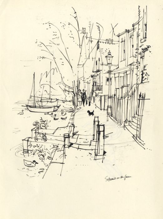 Paul Sharp - Mid 20th Century Pen and Ink Drawing, Strand on the Green
