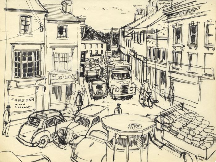 Paul Sharp - Mid 20th Century Pen and Ink Drawing, Street Scene