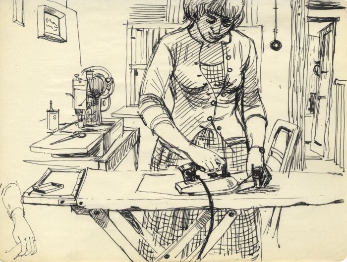 Paul Sharp - Mid 20th Century Pen and Ink Drawing, Ironing