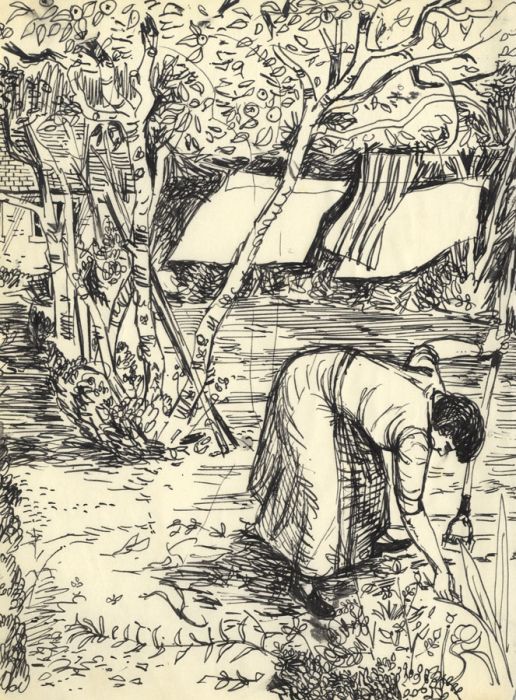 Paul Sharp - Mid 20th Century Pen and Ink Drawing, Gardening
