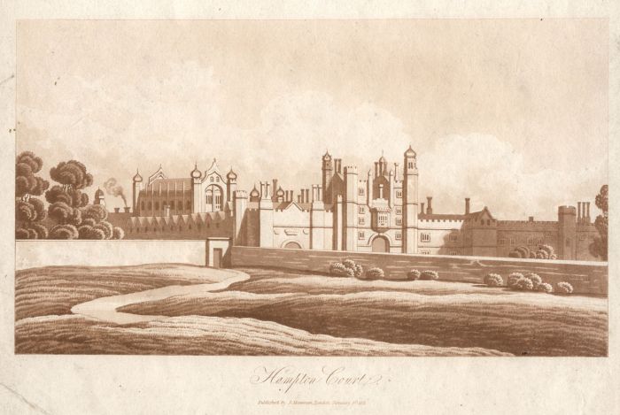 Sepia 1821 Aquatint - Hampton Court