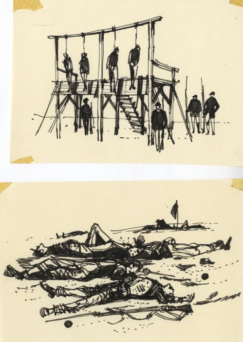 Pair of Mid 20th Century Pen and Ink Drawings - American Civil War