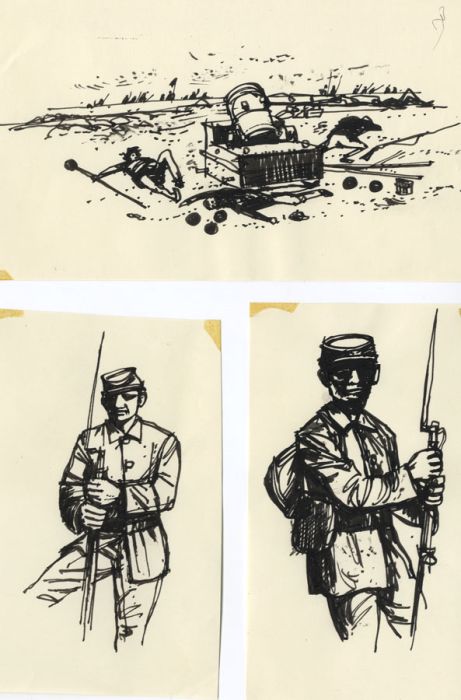 Set of Three Mid 20th Century Pen and Ink Drawings - American Civil War