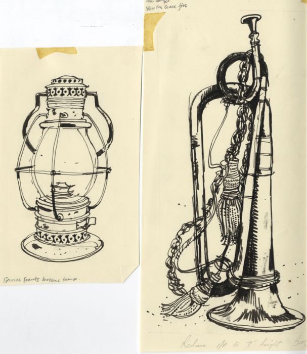Pair of Mid 20th Century Pen and Ink Drawings - American Civil War Items
