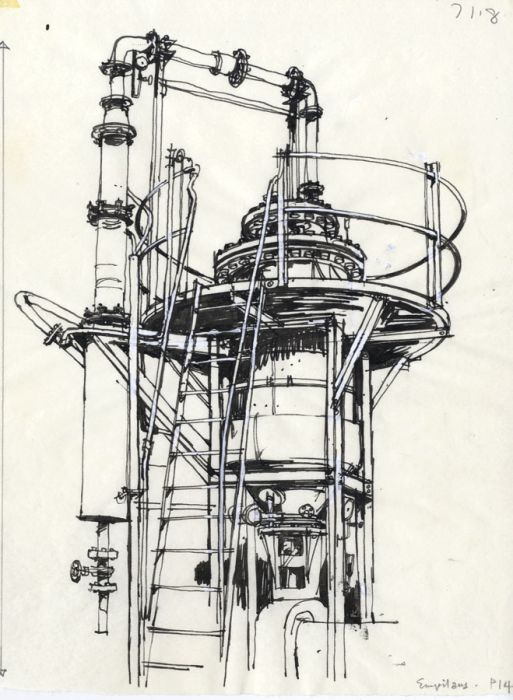 Paul Sharp - Mid 20th Century Pen and Ink Drawing, Refinery