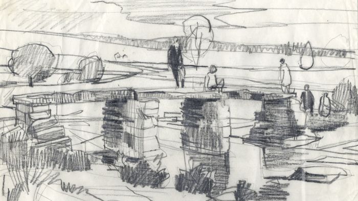 Paul Sharp - Mid 20th Century Graphite Drawing, Postbridge, Devon