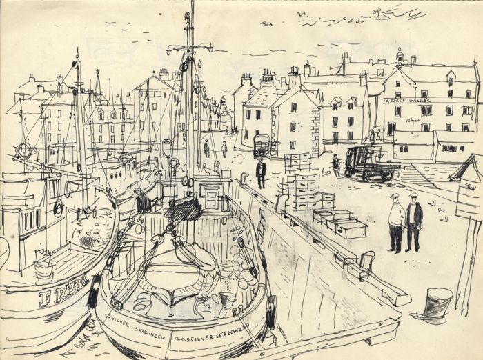 Paul Sharp - Mid 20th Century Pen and Ink Drawing, Fishing Boats