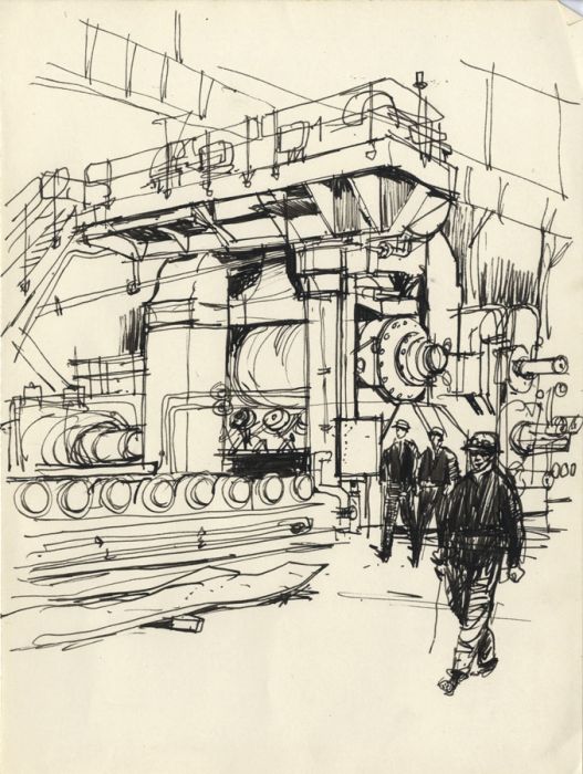 Paul Sharp - Mid 20th Century Pen and Ink Drawing, National Benzole