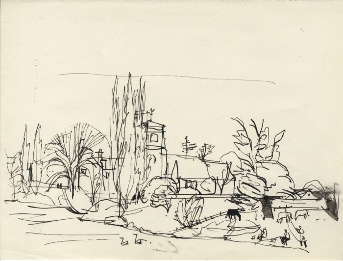 Paul Sharp - Mid 20th Century Pen and Ink Drawing, Rural Scenes