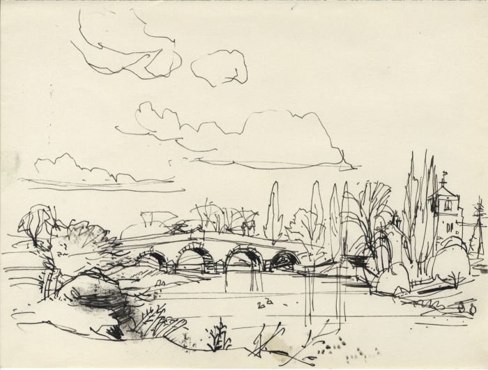 Paul Sharp - Mid 20th Century Pen and Ink Drawing, Atcham