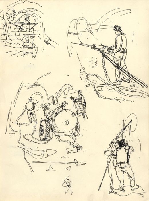 Paul Sharp - Mid 20th Century Pen and Ink Drawing, Mining Scenes