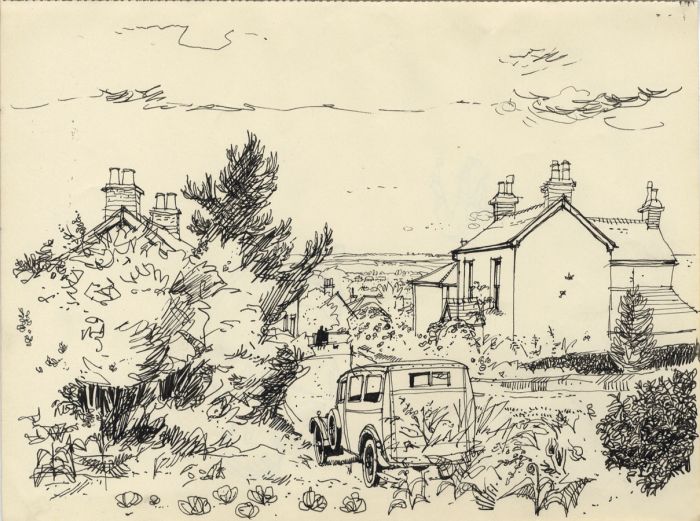 Paul Sharp - Mid 20th Century Pen and Ink Drawing, Rural Homesteads