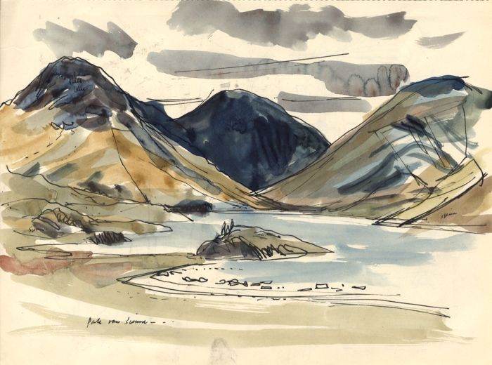 Paul Sharp - Mid 20th Century Pen and Ink Drawing, Hills