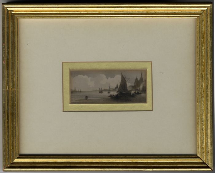 1847 Etching - Coastal view with ships