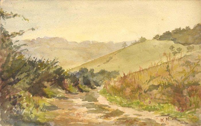 Monogram K.M.W. - Mid 20th Century Watercolour, Box Hill, Surrey